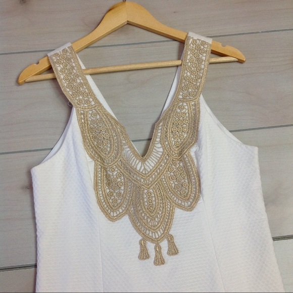 Lilly Pulitzer White Gold Largo Shift Dress 16 NWT - Picture 4 of 7